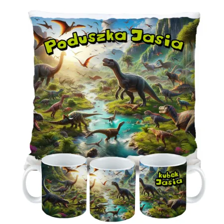 Kubek Poduszka Dinozaur Dinozaury T-rex Tyrannosaurus Triceratops